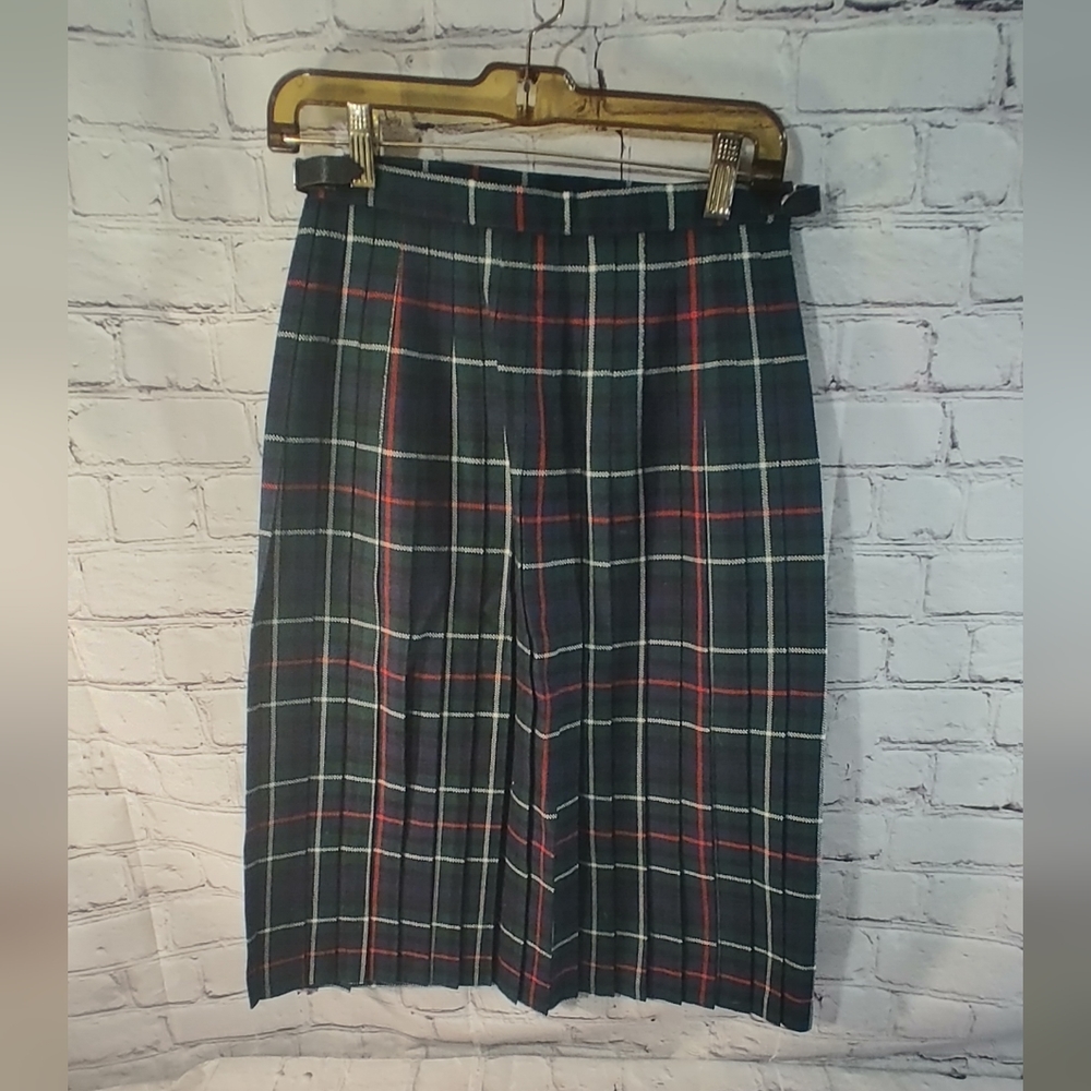 Jedburgh Kiltmakers Scotland Wool Plaid Green Red Kilt US 12